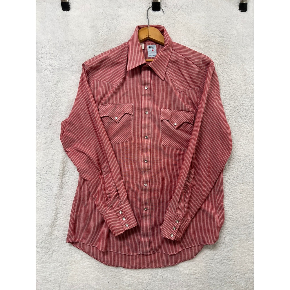 Silver Canyon Western Style Red Stripe Snap Front Shirt Made in USA Men's Medium
